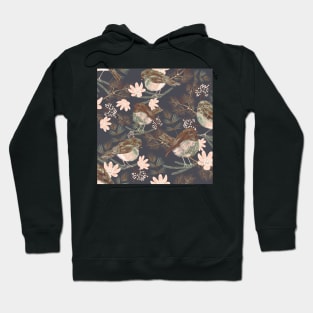 Bird pattern with florals Hoodie